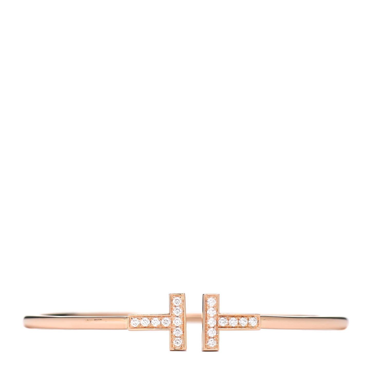 18K Rose Gold Diamond T Wire Bracelet