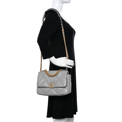 Chanel Lambskin Quilted Medium Chanel 19 Flap Grey 2 of 10