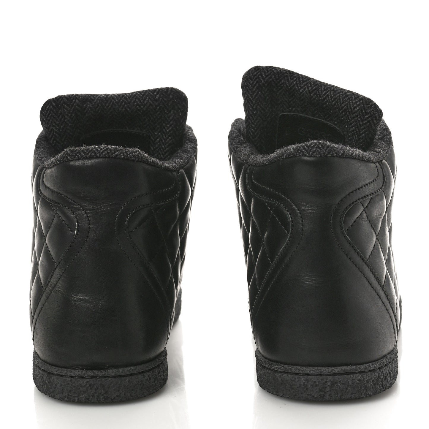 Lambskin Quilted High Top Sneakers 36.5 Black