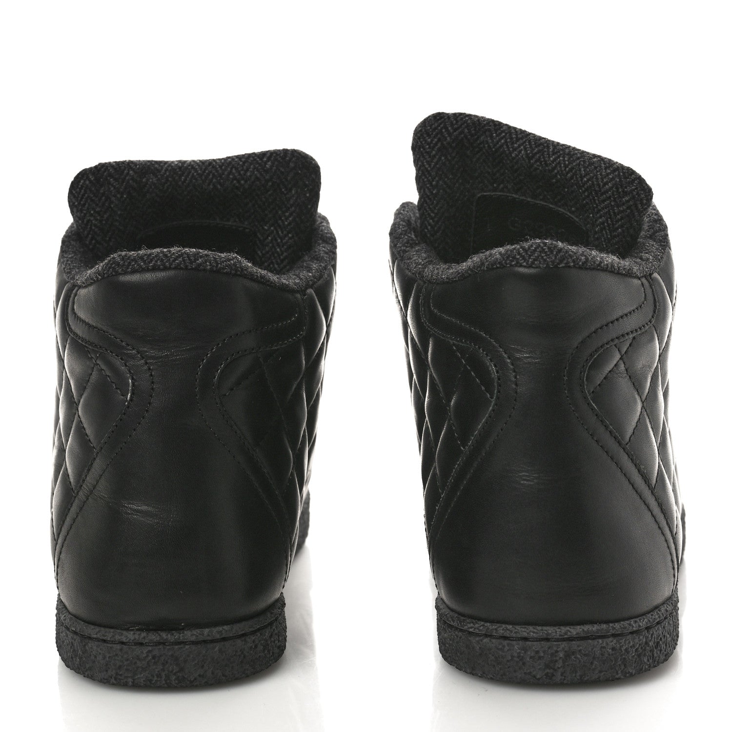 Chanel Lambskin Quilted High Top Sneakers 36.5 Black 5 of 13
