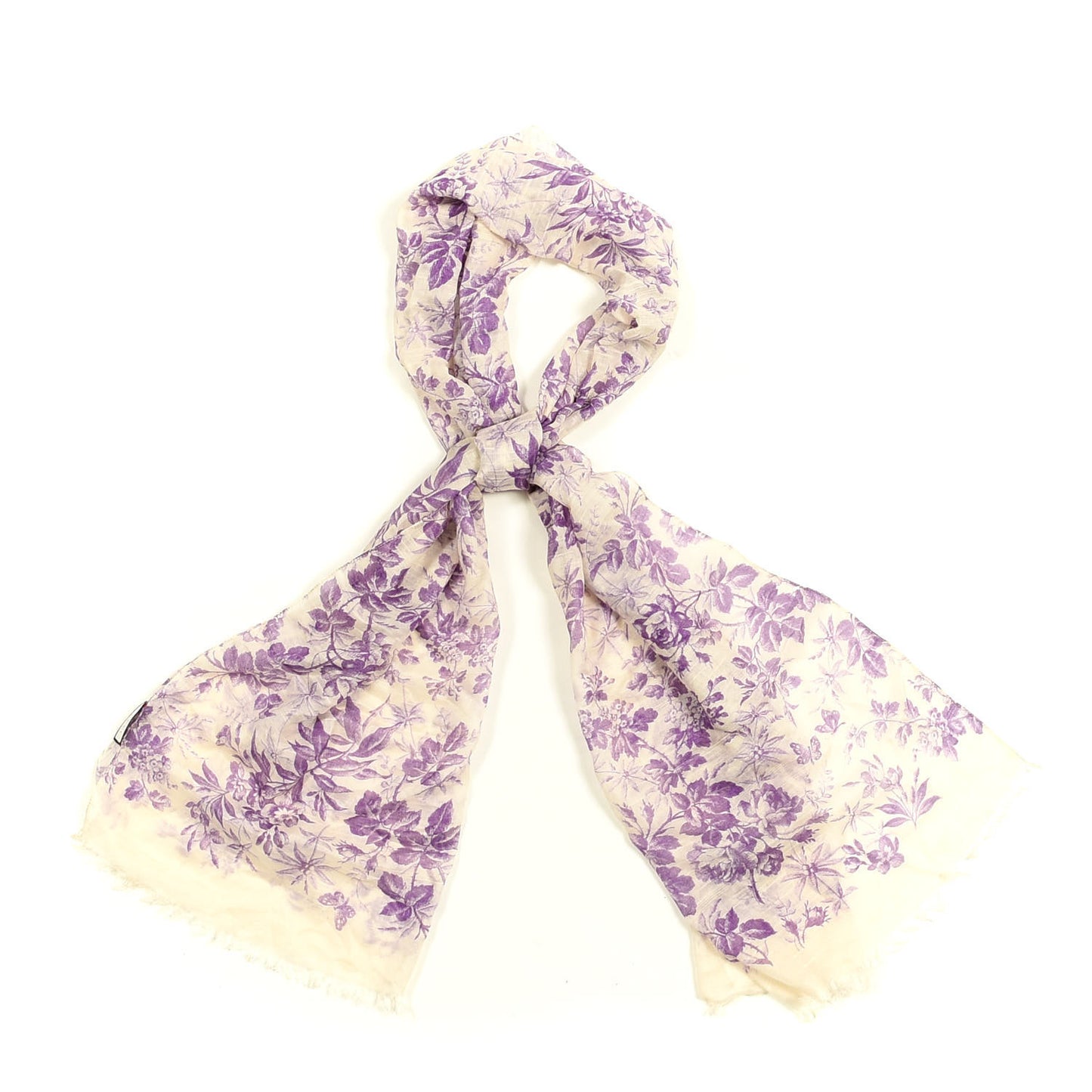 Modal Cotton Herbarium Print Scarf Ivory Purple