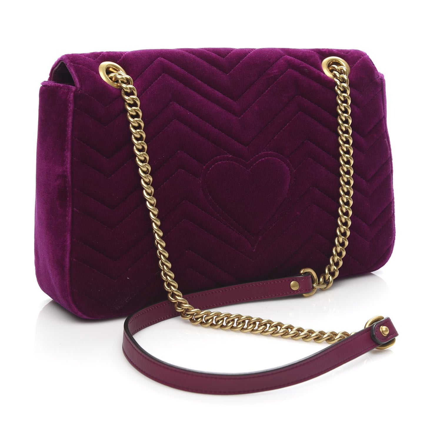 Velvet Matelasse Loved Embroidered Medium GG Marmont Shoulder Bag Fuchsia Violet Cyclamen