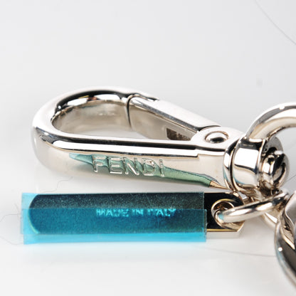 Fendi Vitello Elite Fox Goat Fur Granite Monster Bag Bug Cube Charm Military Denim Multicolor 10 of 12