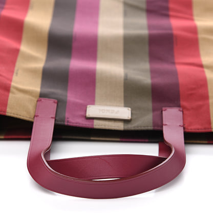 Fendi Pequin Striped Shopping Tote Bordeaux Multicolor Tobacco Lampone 10 of 10