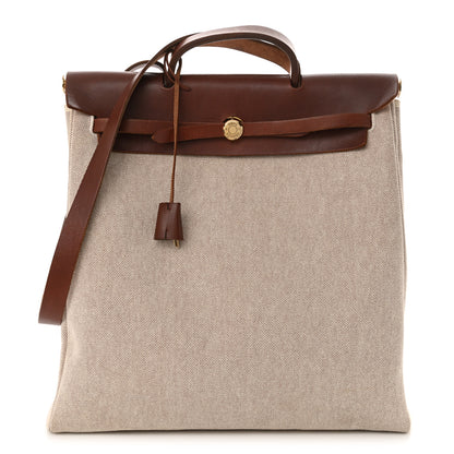 Hermes Toile Vache Calfskin Herbag 39 Natural Havane 1 of 17