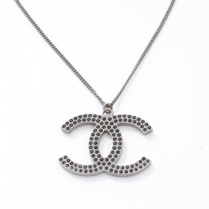 Chanel Crystal Large CC Necklace Silver Black 1 of 6