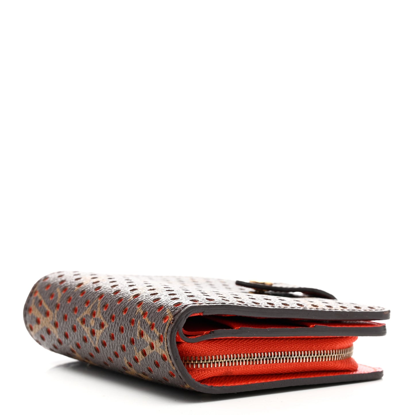 Monogram Perforated Compact Zipped Wallet Orange