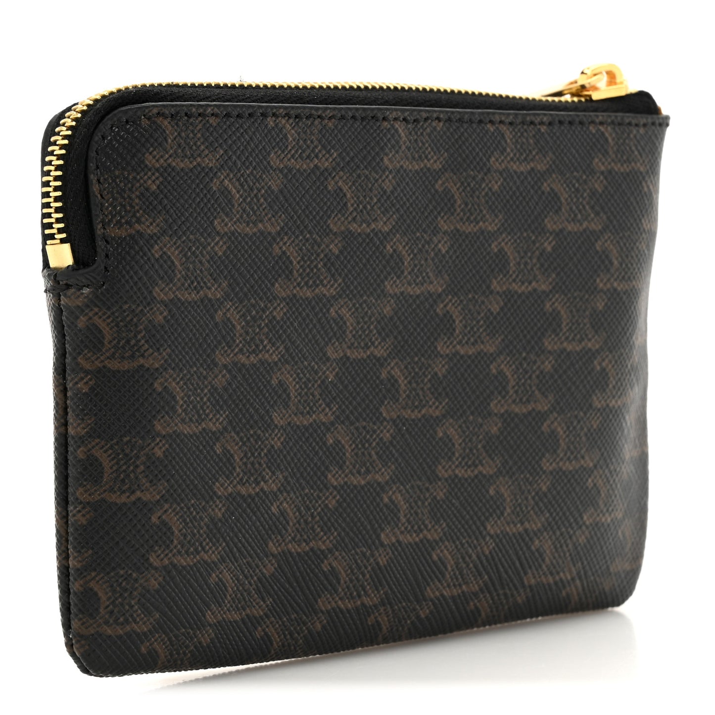 Triomphe Canvas Logo Coin and Card Pouch With Hook Black