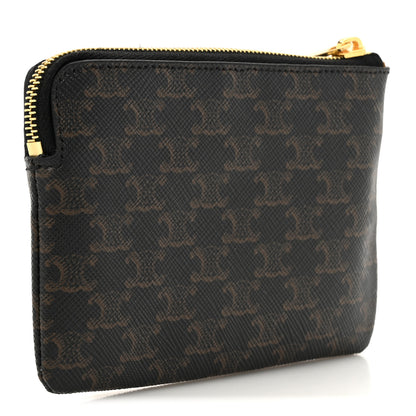 Celine Triomphe Canvas Logo Coin and Card Pouch With Hook Black 3 of 6