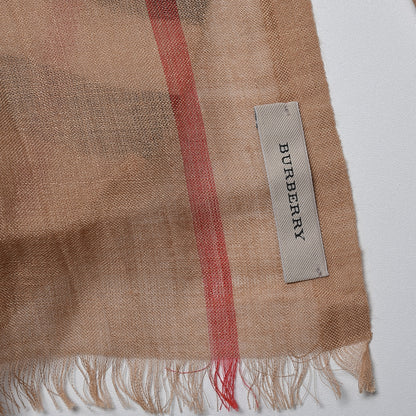 Burberry Wool Silk House Check Lightweight Scarf Camel 5 of 5