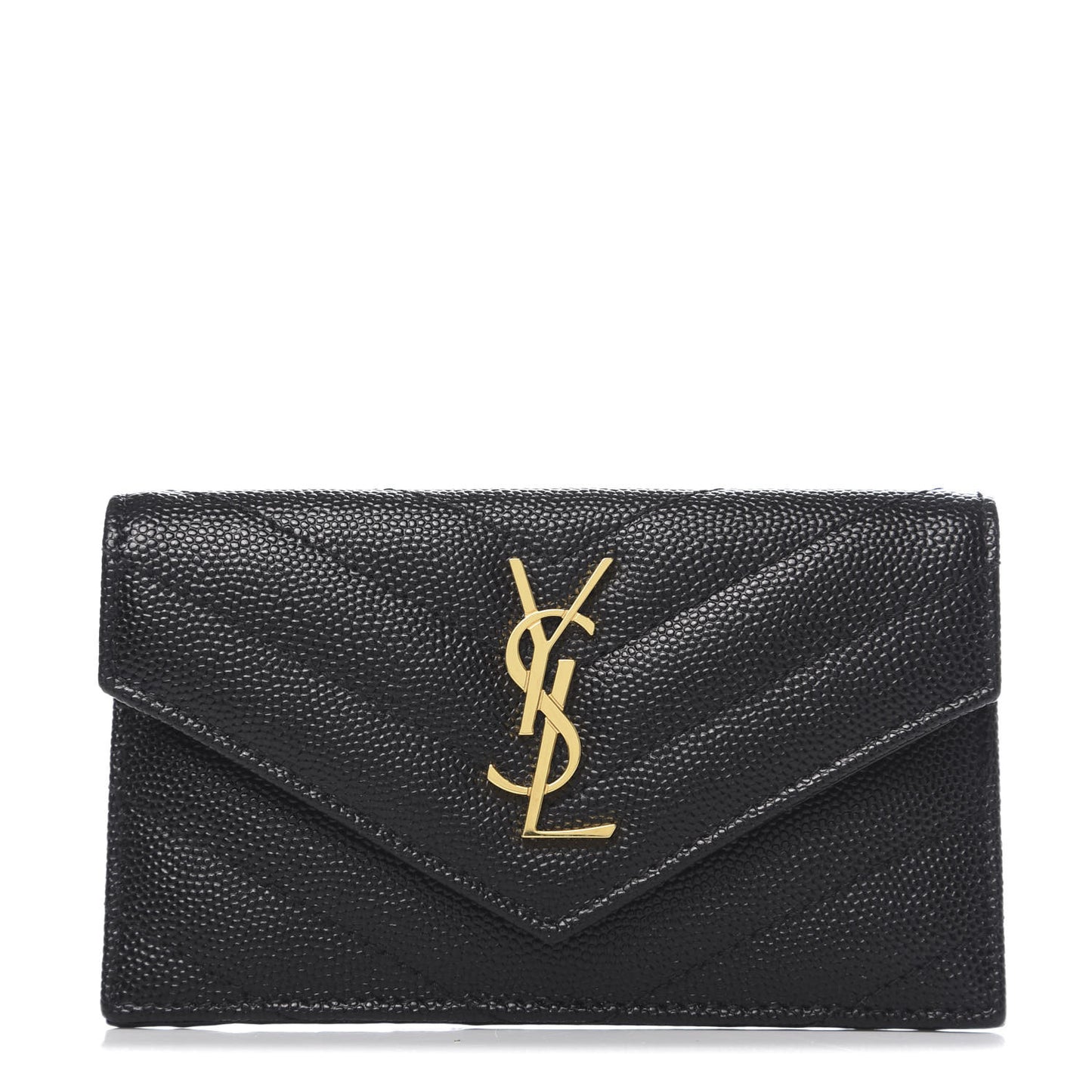 Grain De Poudre Matelasse Chevron Monogram Compact Wallet Black