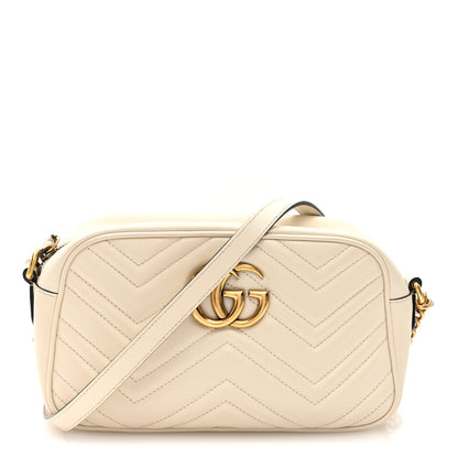 Gucci Calfskin Matelasse Small GG Marmont Chain Shoulder Bag White 1 of 10