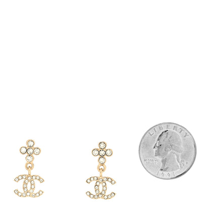 Chanel Crystal CC Drop Earrings Gold 2 of 4
