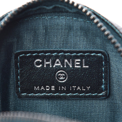 Chanel Iridescent Caviar Quilted Filigree Zip Around Classic Coin Purse Dark Turquoise 6 of 8