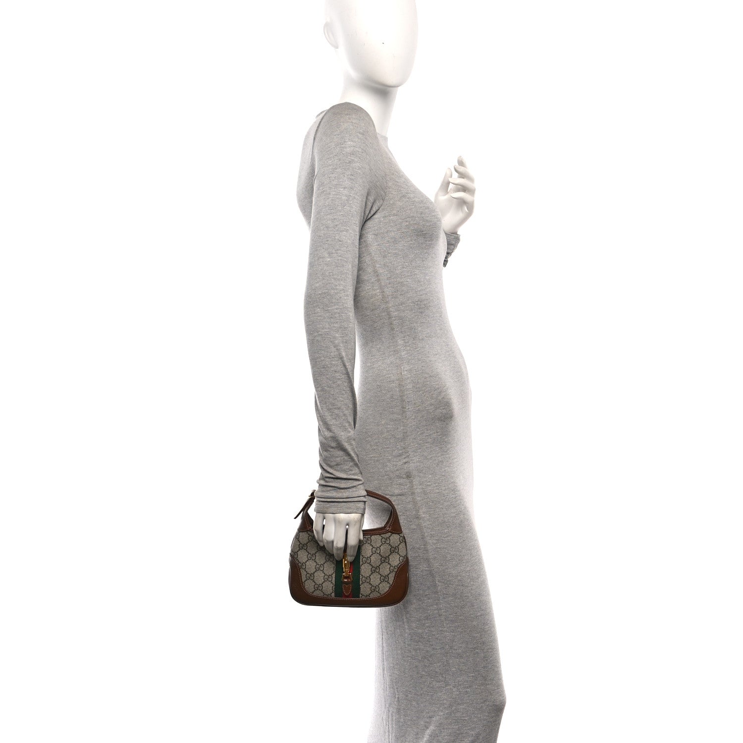 Gucci GG Supreme Monogram Azalea Calfskin Web Mini Jackie 1961 Hobo Beige Ebony Brown Sugar 2 of 14