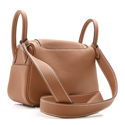 Hermes Taurillon Clemence Mini Lindy 20 Gold 3 of 11
