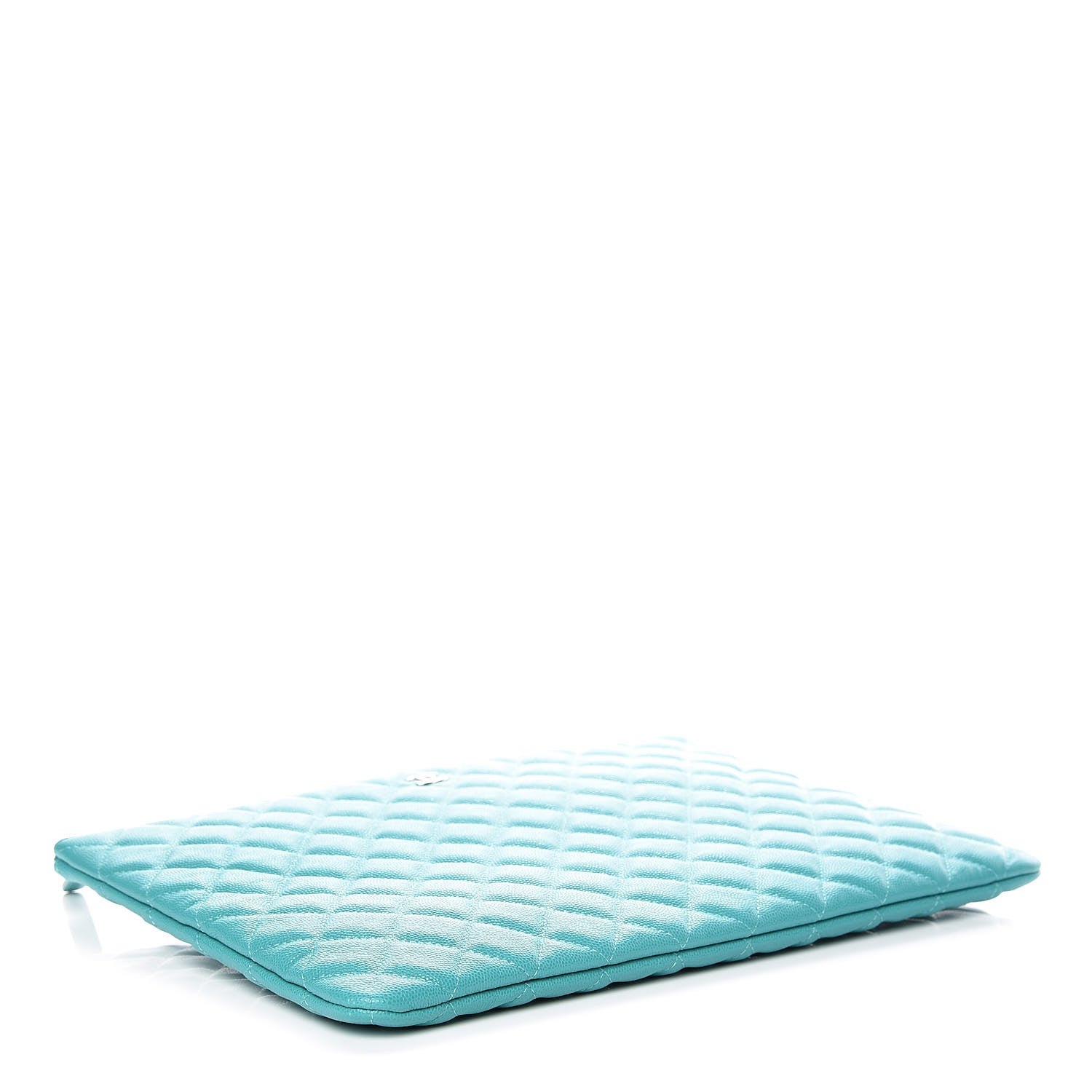 Chanel Caviar Quilted Large Cosmetic Case Turquoise 4 of 10