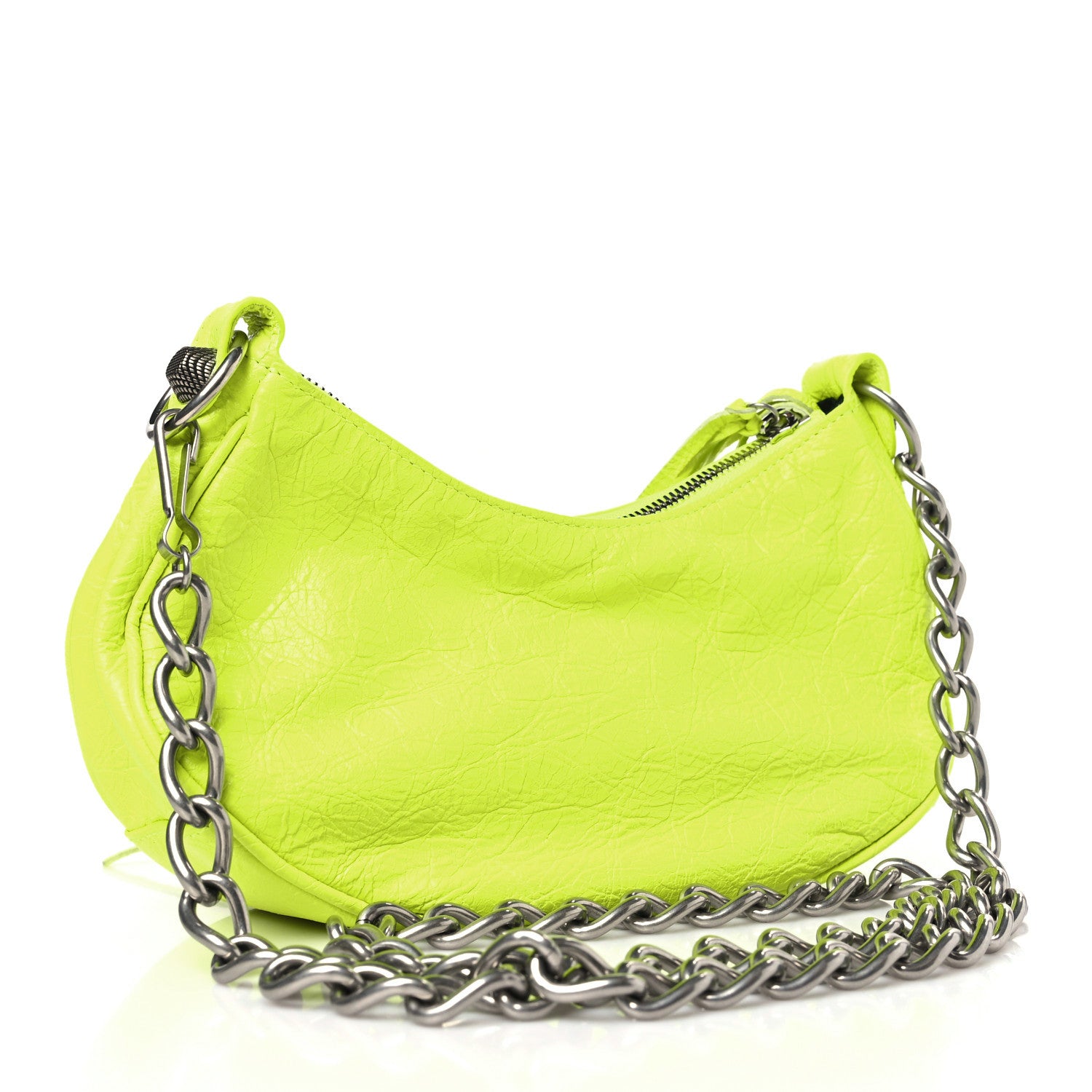Balenciaga Agneau Arena Le Cagole Chain Shoulder Bag XS Fluo Yellow 3 of 9