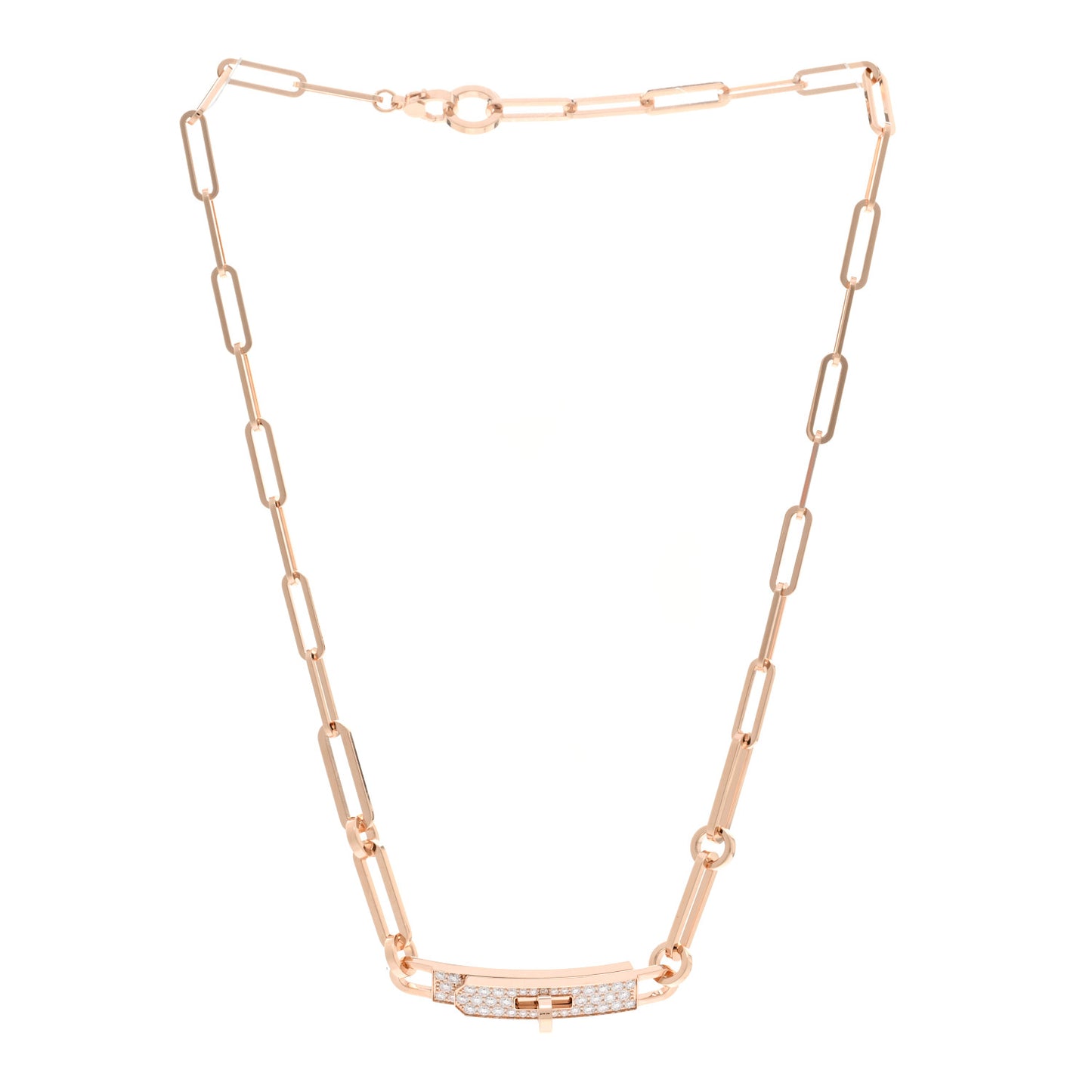 18K Rose Gold Diamond Pave Kelly Chaine Choker Necklace