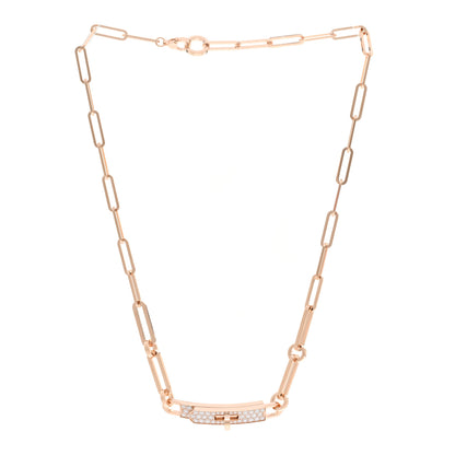 Hermes 18K Rose Gold Diamond Pave Kelly Chaine Choker Necklace 3 of 5