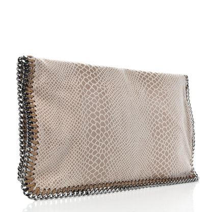 Stella McCartney Eco Python Embossed Falabella Fold Over Clutch Brown 3 of 8