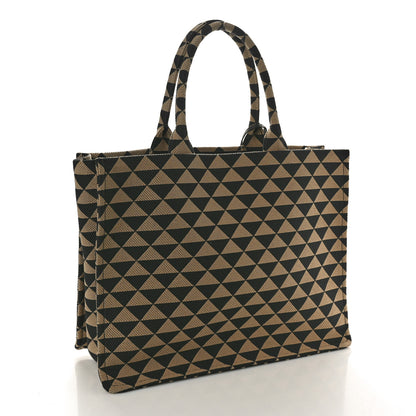 Prada Jacquard Saffiano Triangolo Symbole Embroidered Large Tote Black Corda 2 of 8