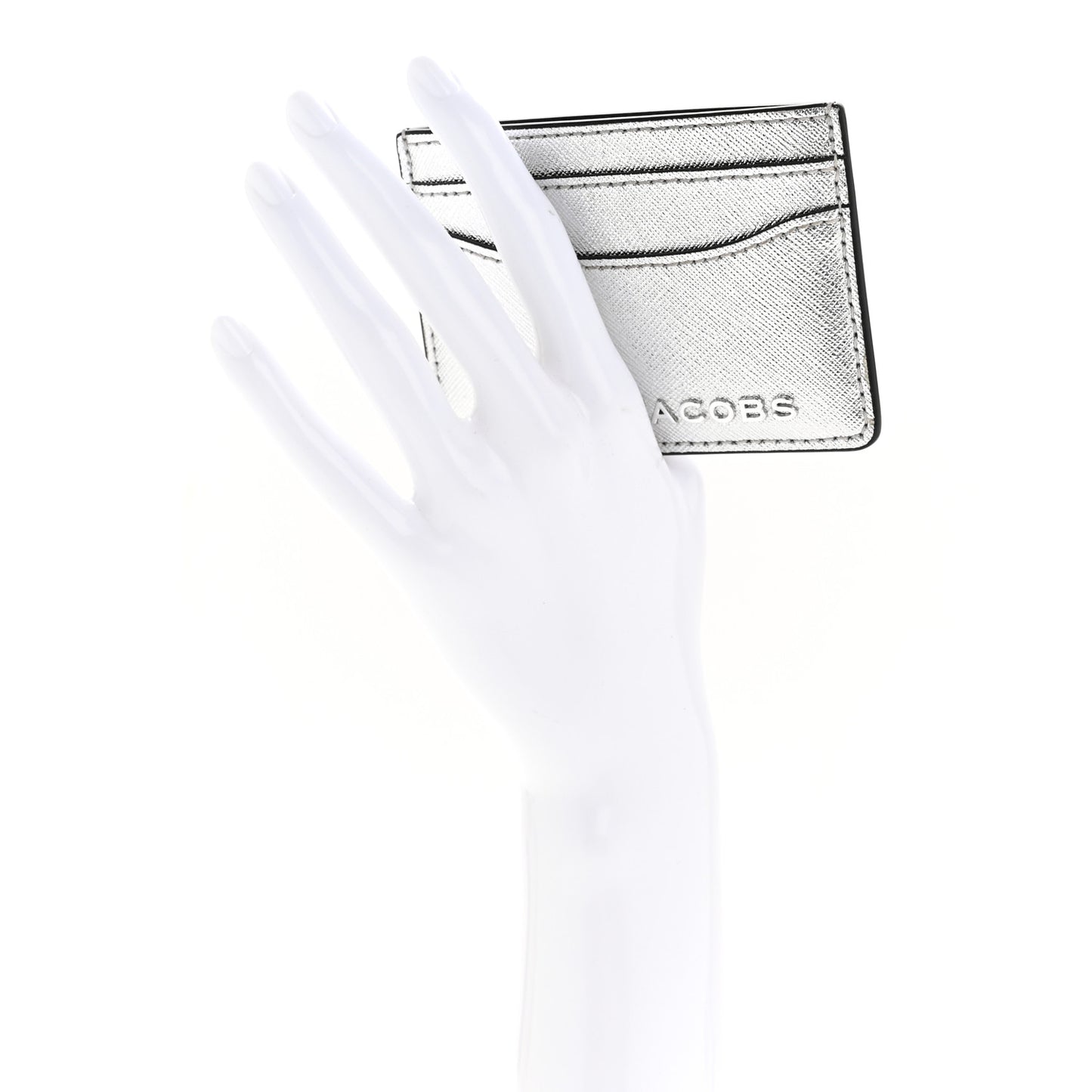 Metallic Saffiano Cardholder Silver