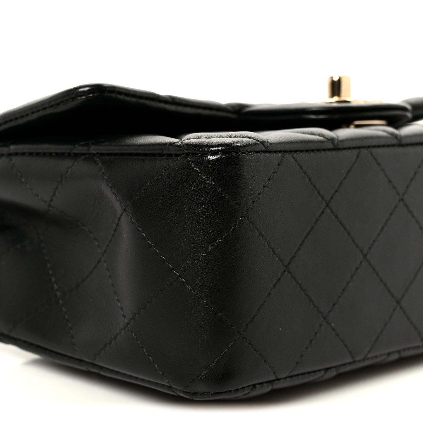 Lambskin Quilted Mini Rectangular Flap Black