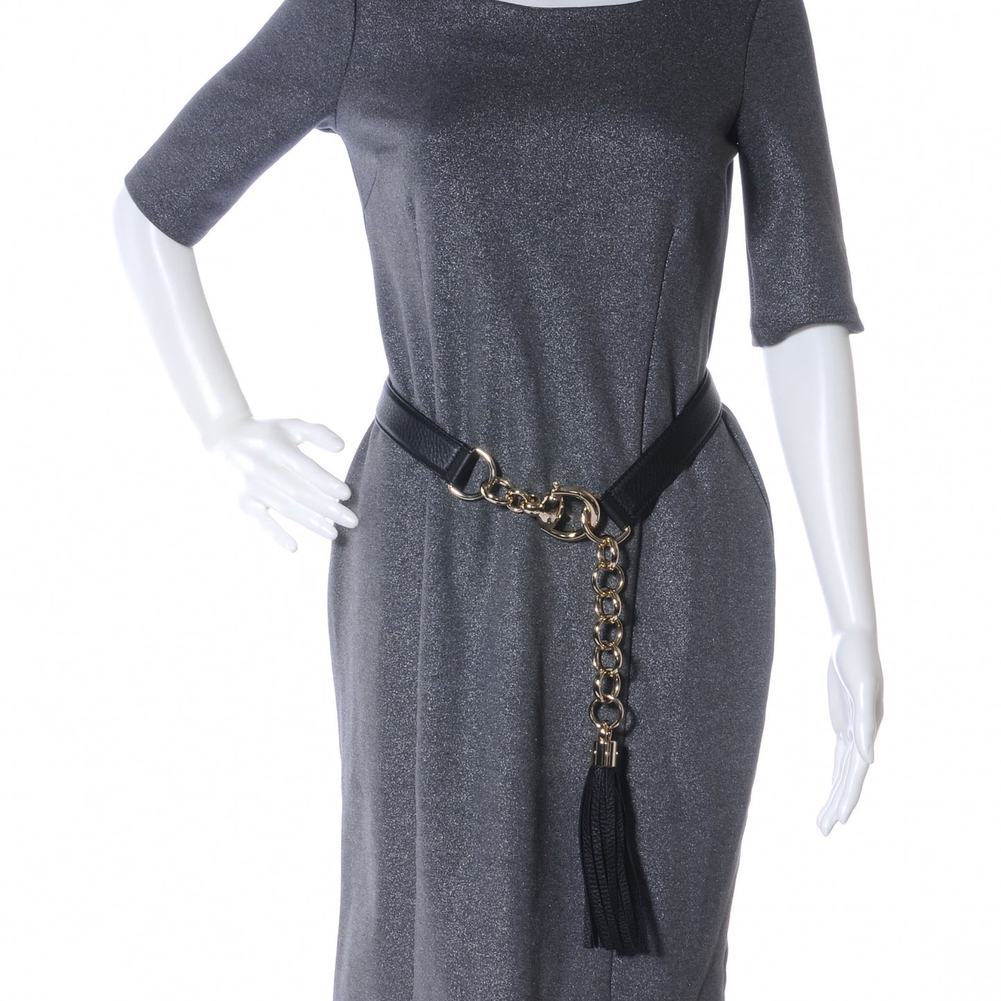 Leather Bamboo Tassel Belt Black