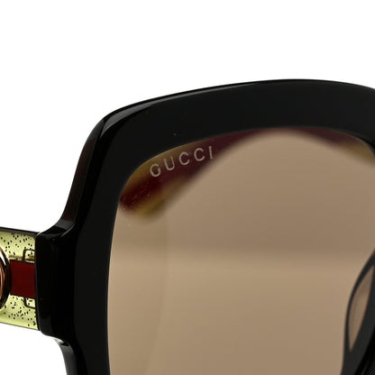 Gucci Acetate Square Frame Web Glitter Sunglasses GG0036SN Black Green 7 of 8