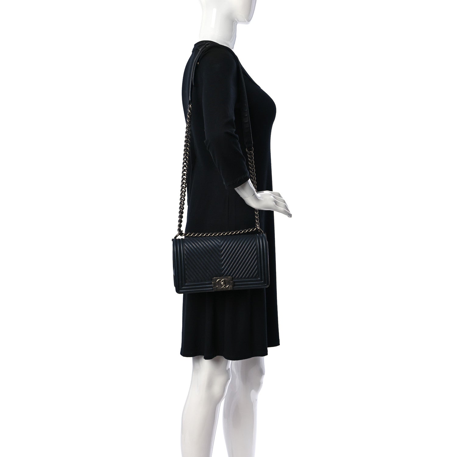 Chanel Lambskin Chevron Quilted Medium Boy Flap Black 1 of 11
