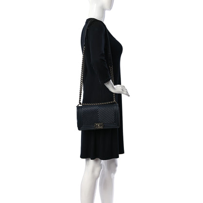 Chanel Lambskin Chevron Quilted Medium Boy Flap Black 1 of 11