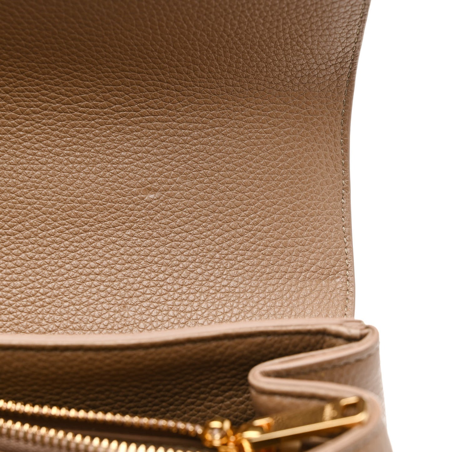 Grained Calfskin Medium 16 Top Handle Bag Beige