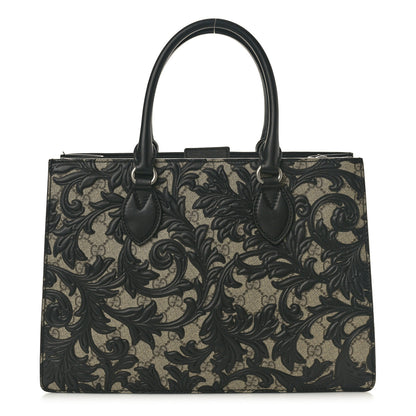 Gucci GG Supreme Monogram Arabesque Small Top Handle Bag Beige Black 1 of 10