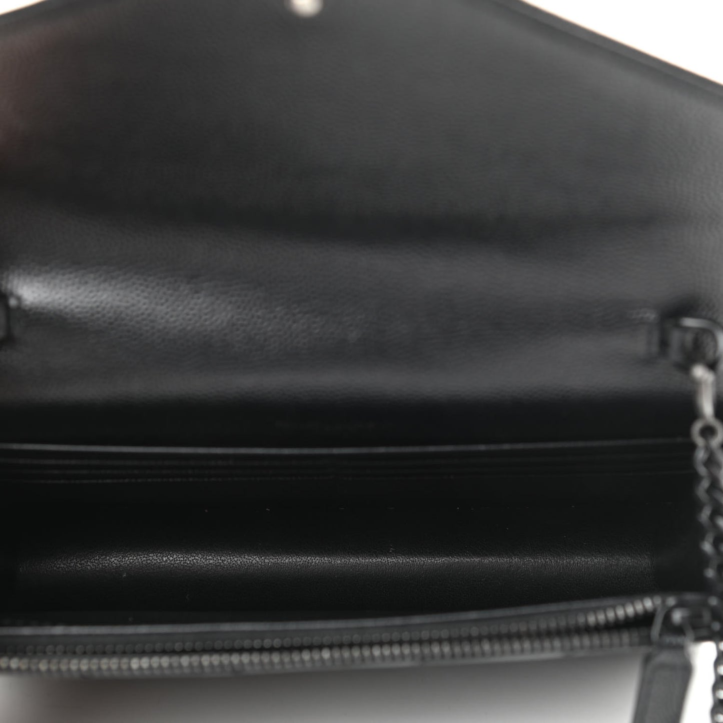 Grain De Poudre Matelasse Chevron Monogram Monochrome Envelope Chain Wallet Black