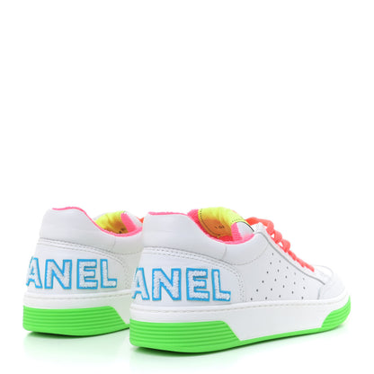 Chanel Calfskin Womens Logo Sneakers 37.5 White Multicolor 4 of 8