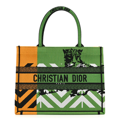 Christian Dior Canvas Embroidered Medium Jungle Pop Book Tote Green Multicolor 1 of 10