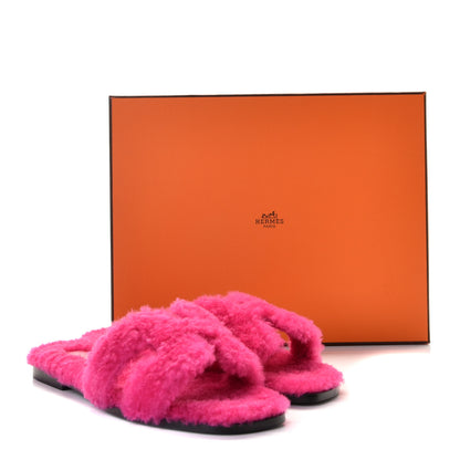 Hermes Woolskin Oran Sandals 39 Rose Fuchsia 9 of 9