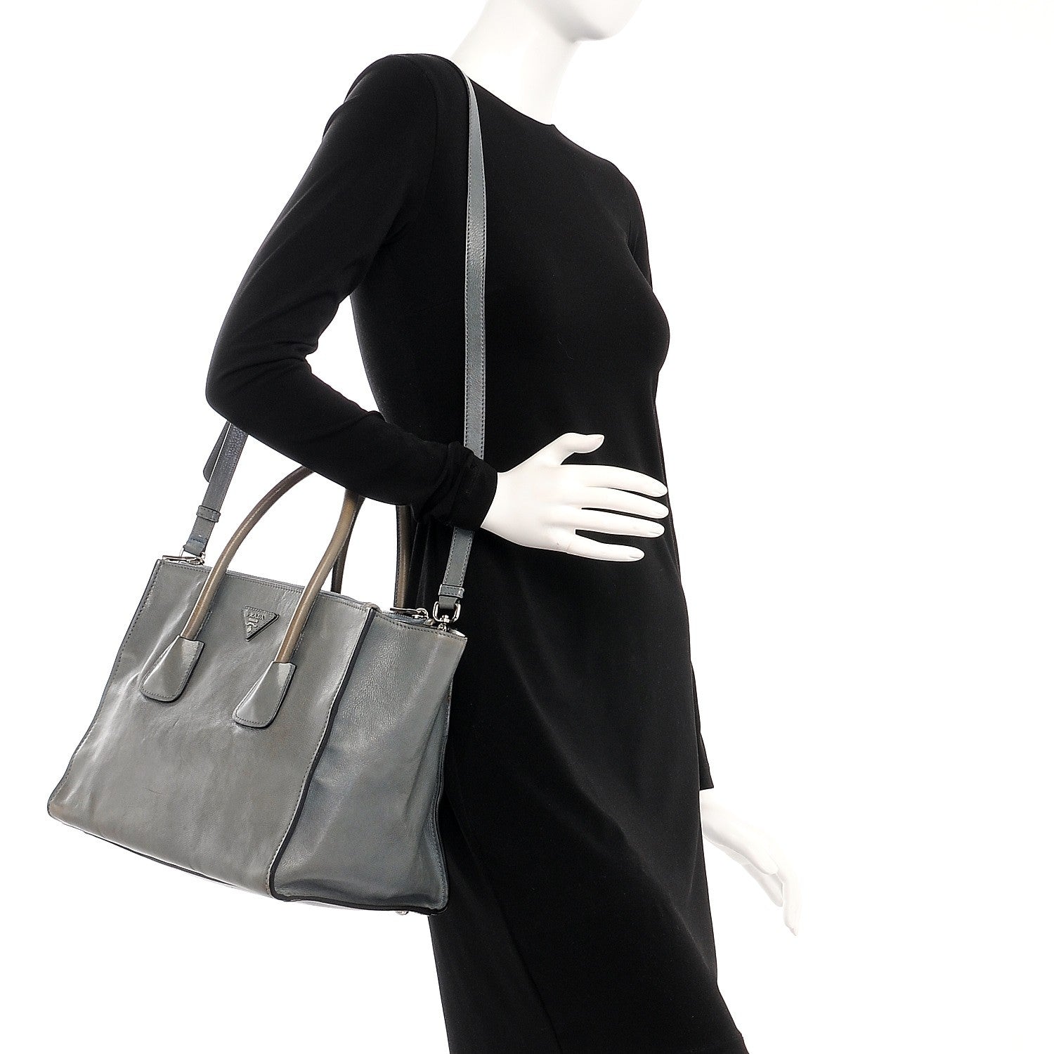 Prada Glace Calf Twin Pocket Tote Marine 2 of 15