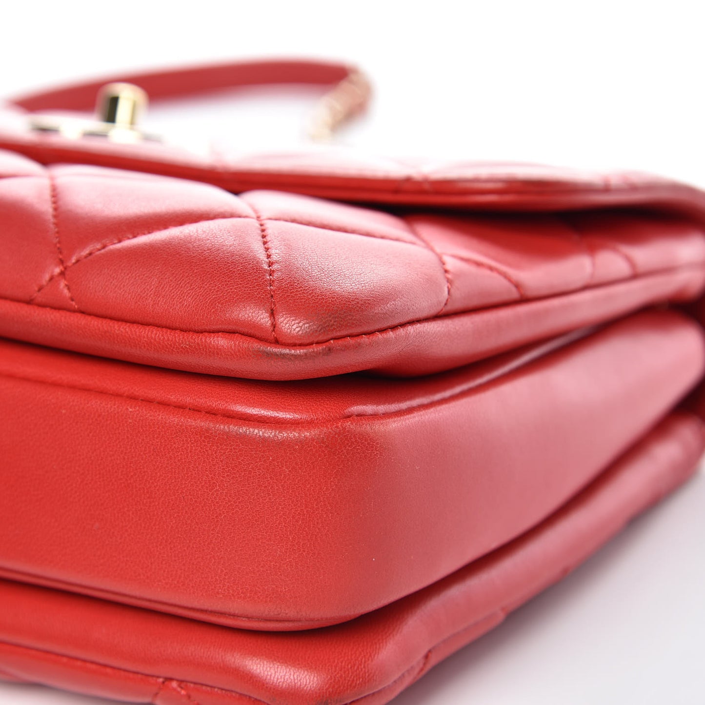 Lambskin Quilted Small Trendy CC Dual Handle Bag Red