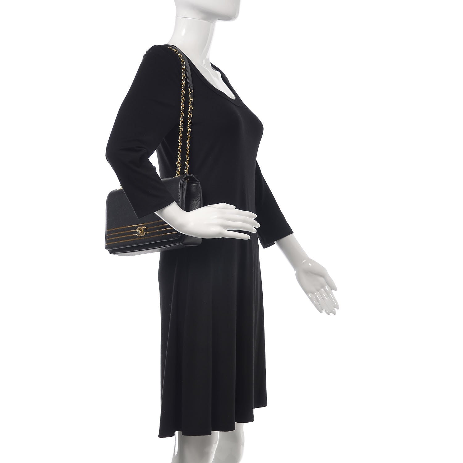 Chanel Grained Calfskin Embroidered Captain Gold Flap Bag Black 2 of 8