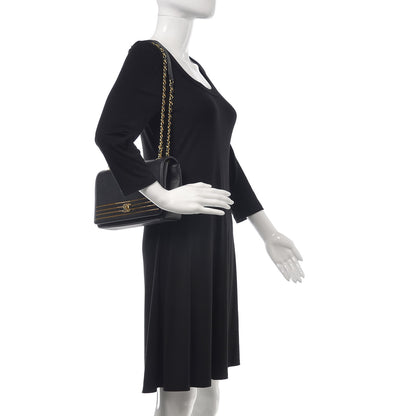 Chanel Grained Calfskin Embroidered Captain Gold Flap Bag Black 2 of 8