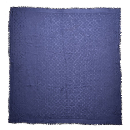 Louis Vuitton Silk Wool Monogram Shawl Night Blue 1 of 7