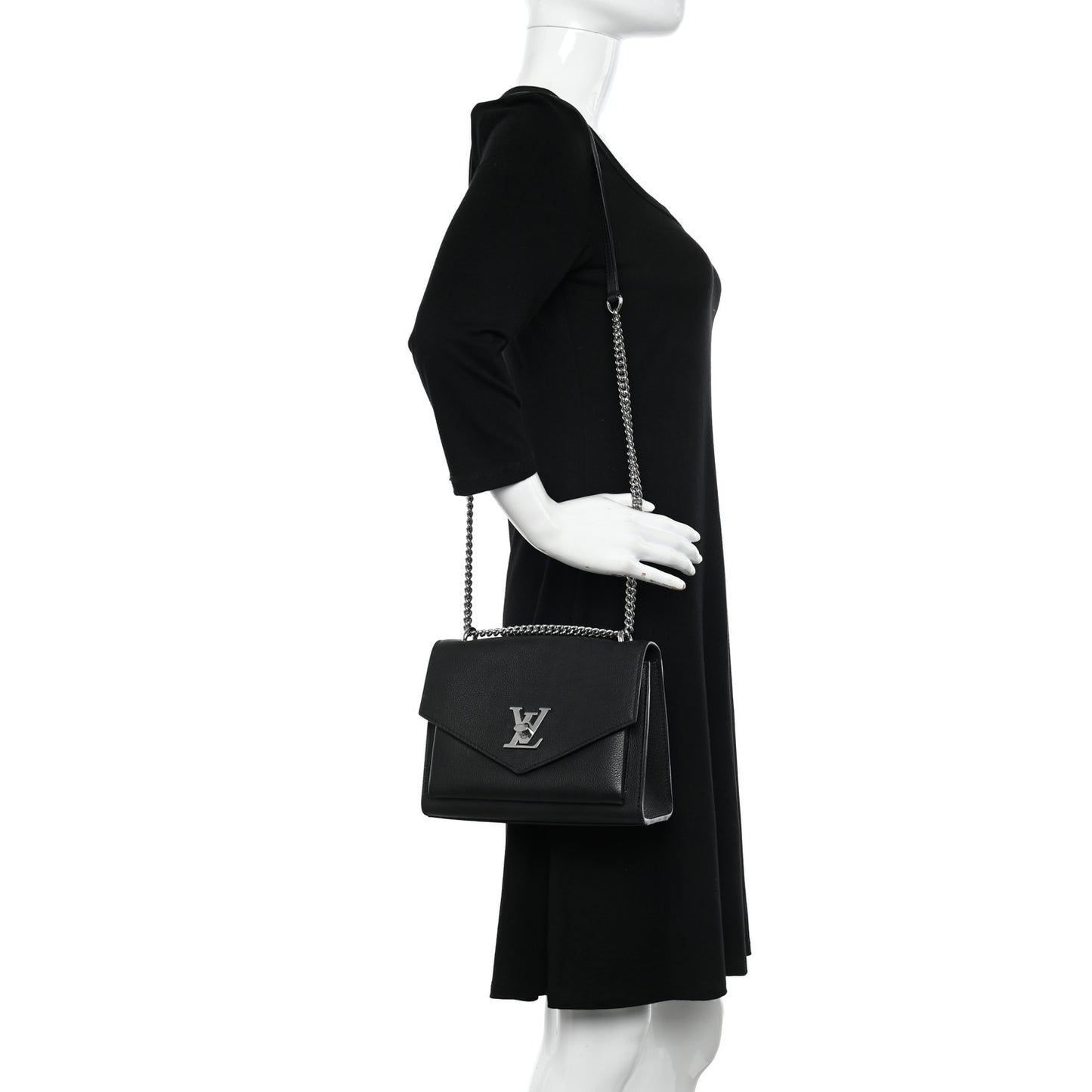 Soft Calfskin My Lockme Chain Bag BB Black
