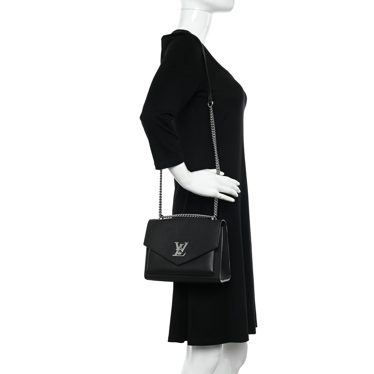 Louis Vuitton Soft Calfskin My Lockme Chain Bag BB Black 2 of 9