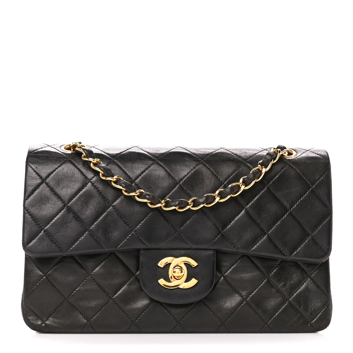 Lambskin Quilted Small Double Flap Black