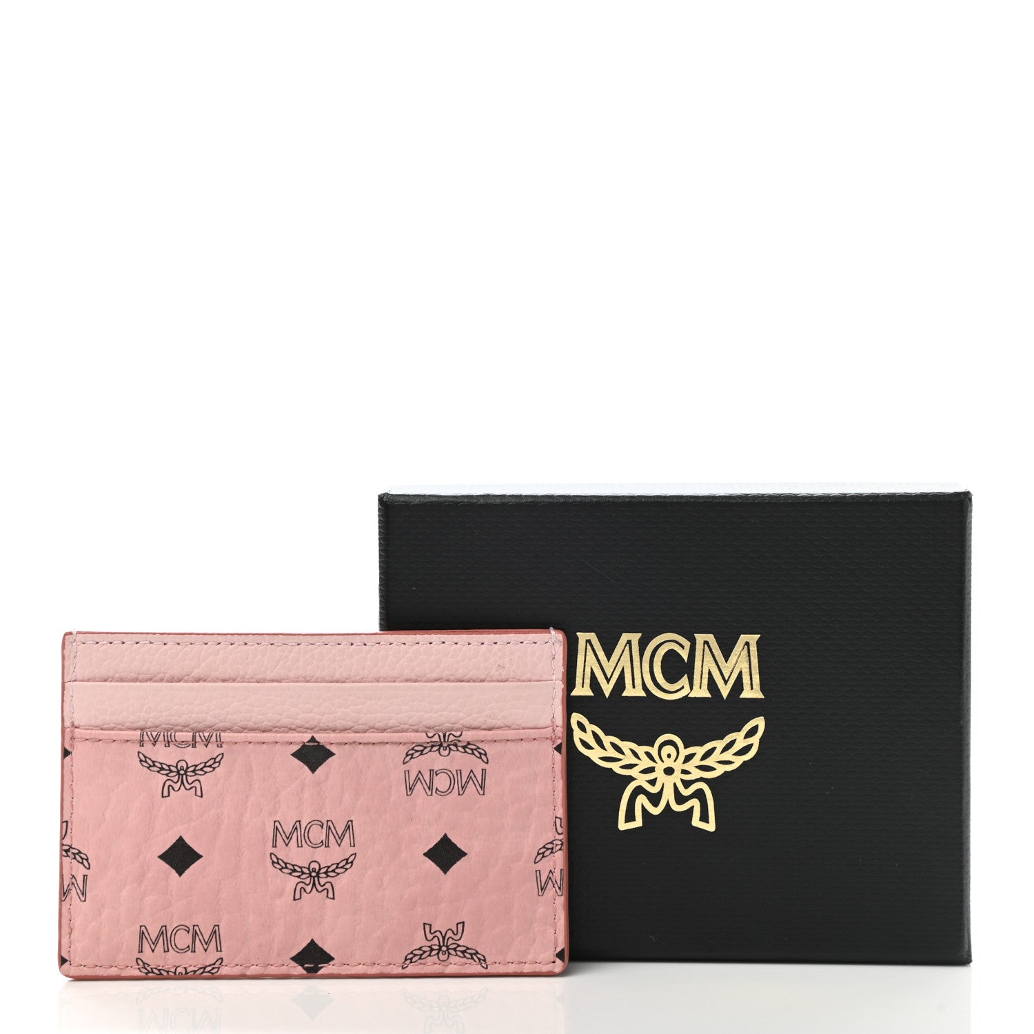 MCM Calfskin Visetos Mini Card Case Soft Pink 7 of 7