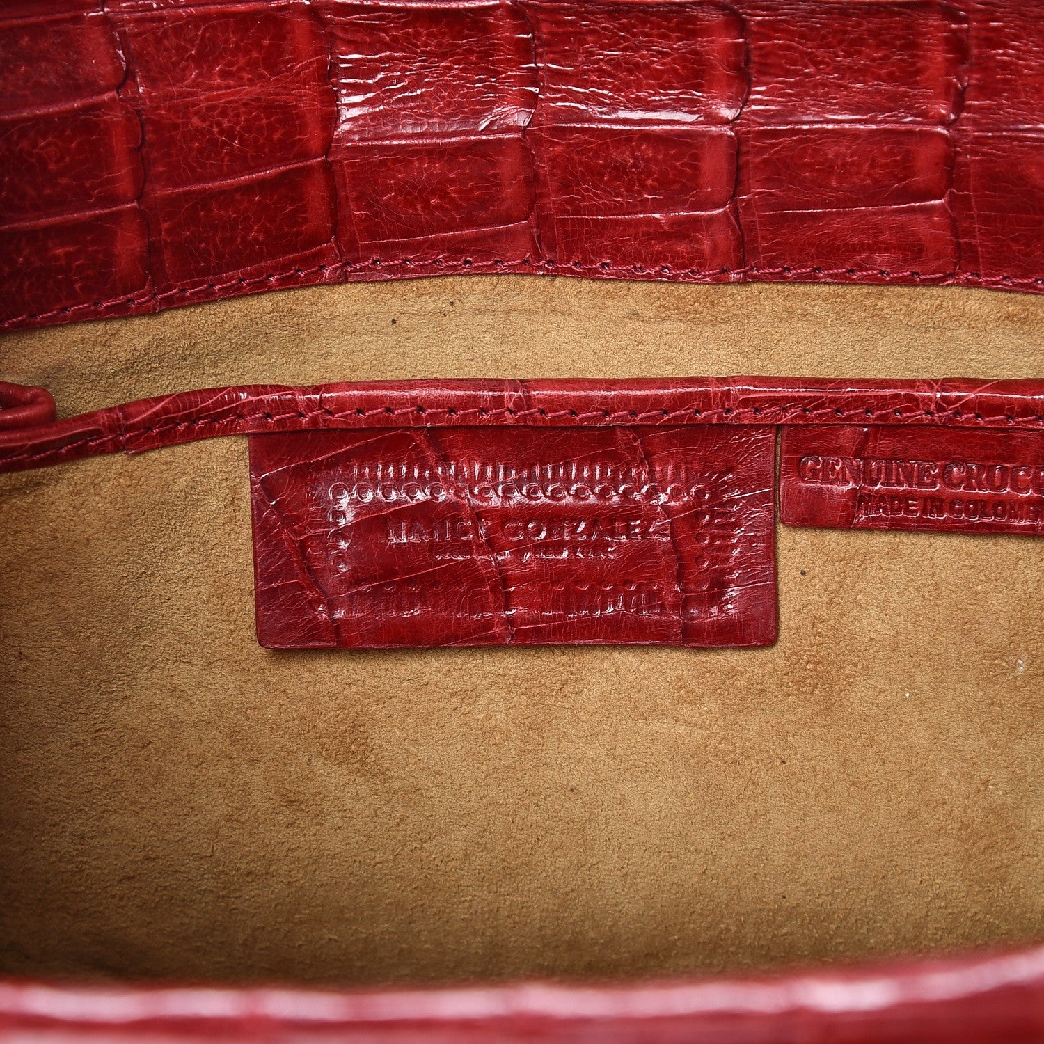 Nancy Gonzalez Glossy Crocodile Foldover Clutch Red 6 of 7