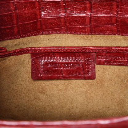 Nancy Gonzalez Glossy Crocodile Foldover Clutch Red 6 of 7