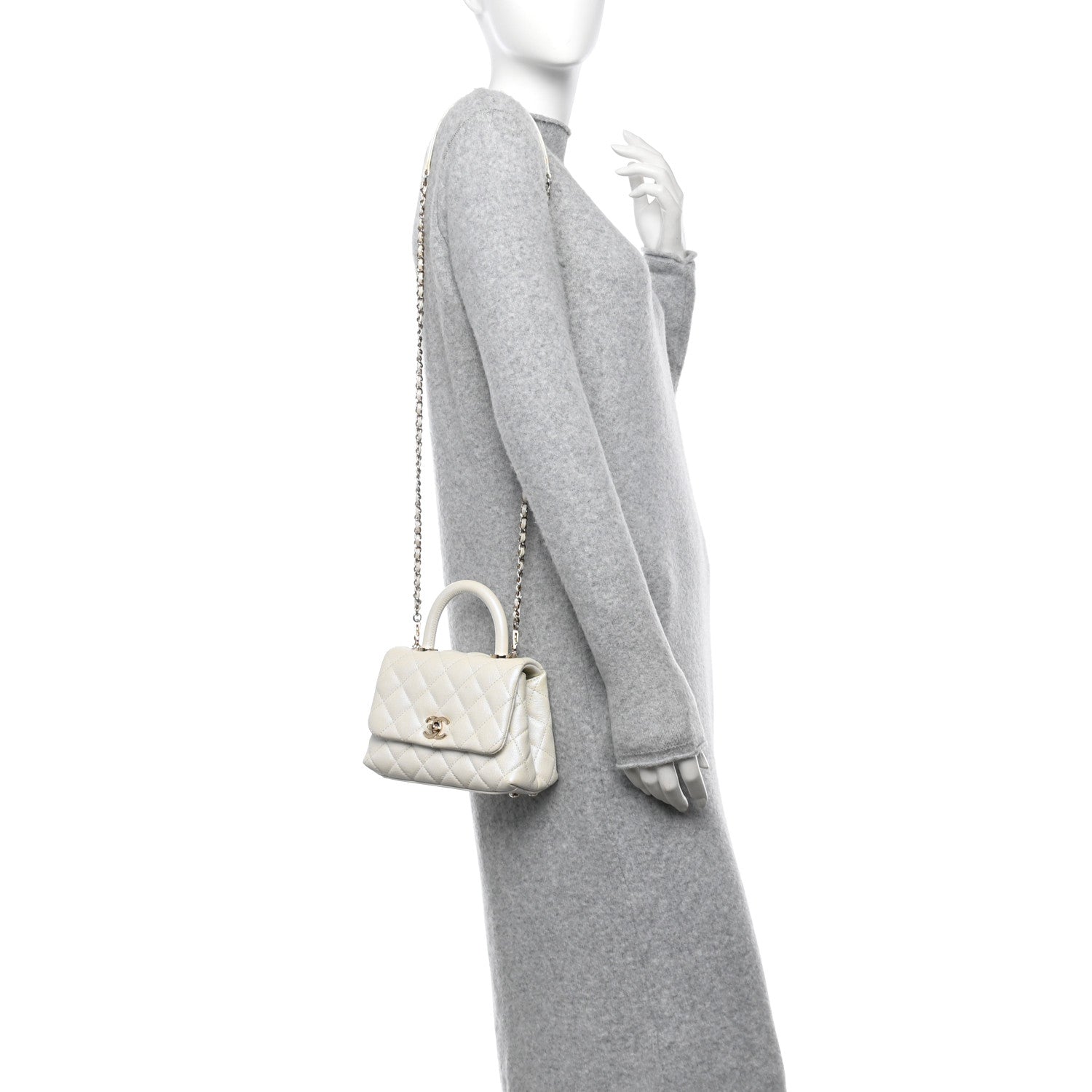 Chanel Iridescent Caviar Quilted Extra Mini Coco Handle Flap White 2 of 10